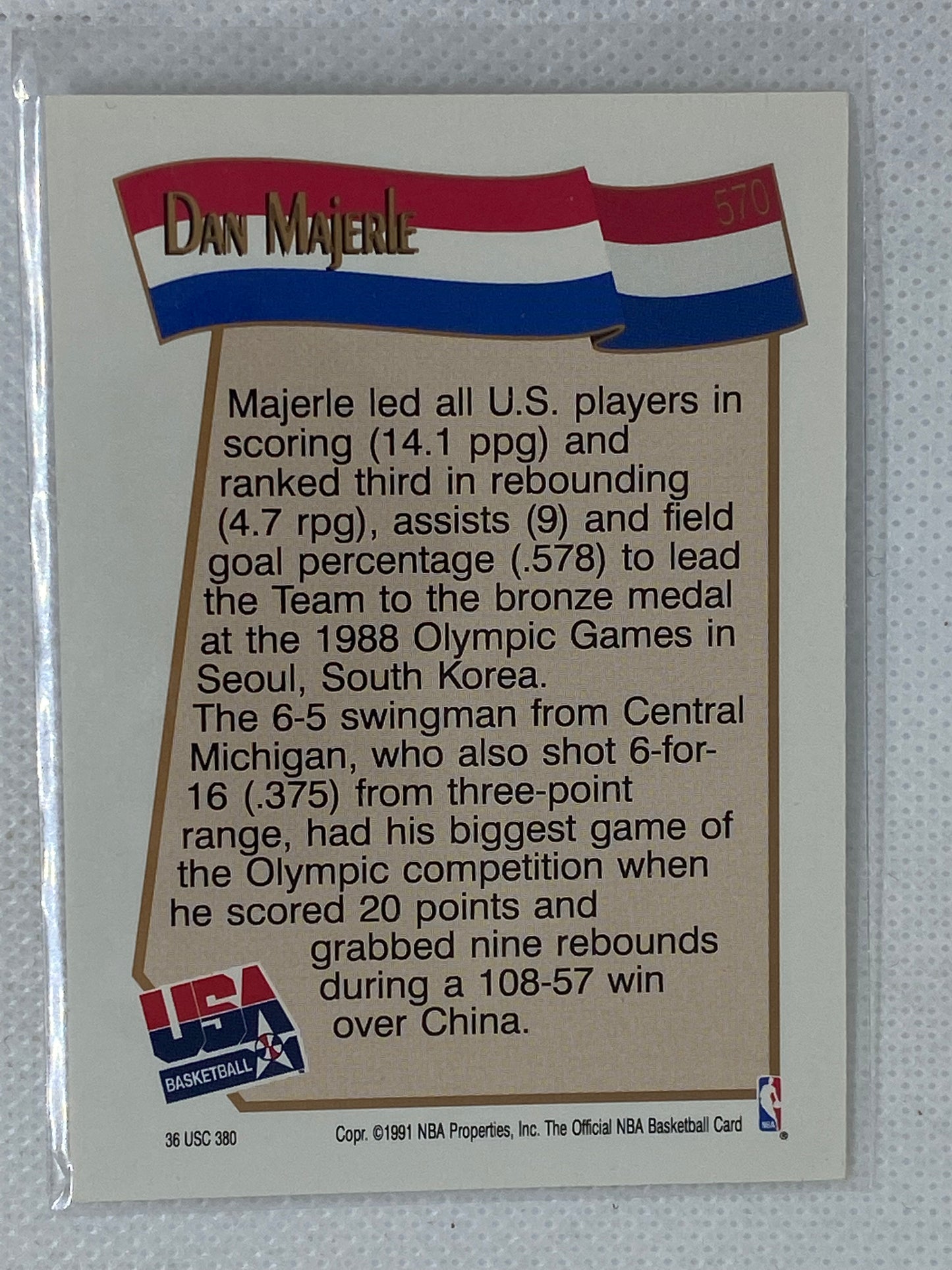 1991-92 NBA Hoops USA Basketball Dan Majerle #570 Olympics