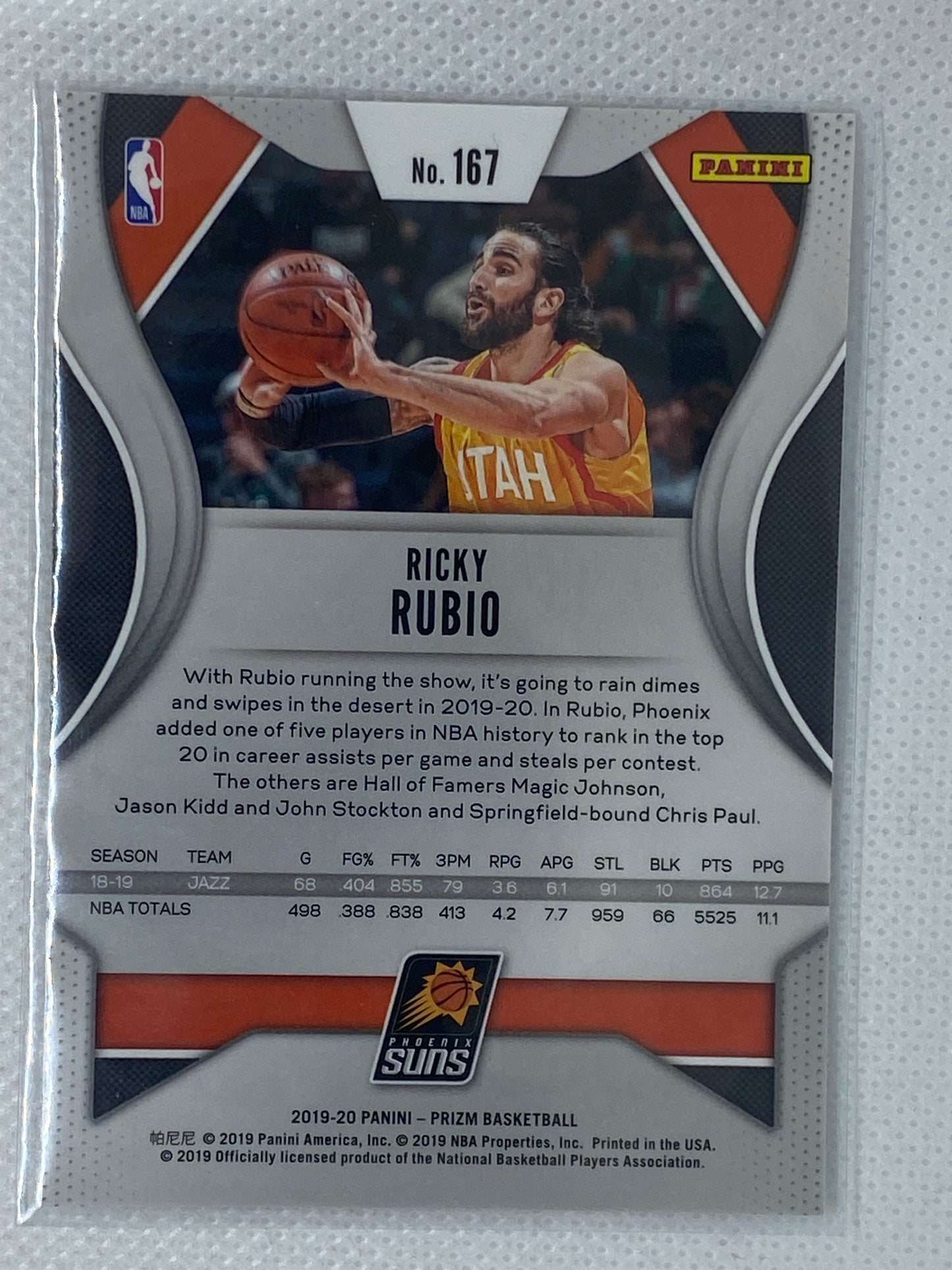 2019-20 Panini Prizm Base Ricky Rubio Phoenix Suns #167