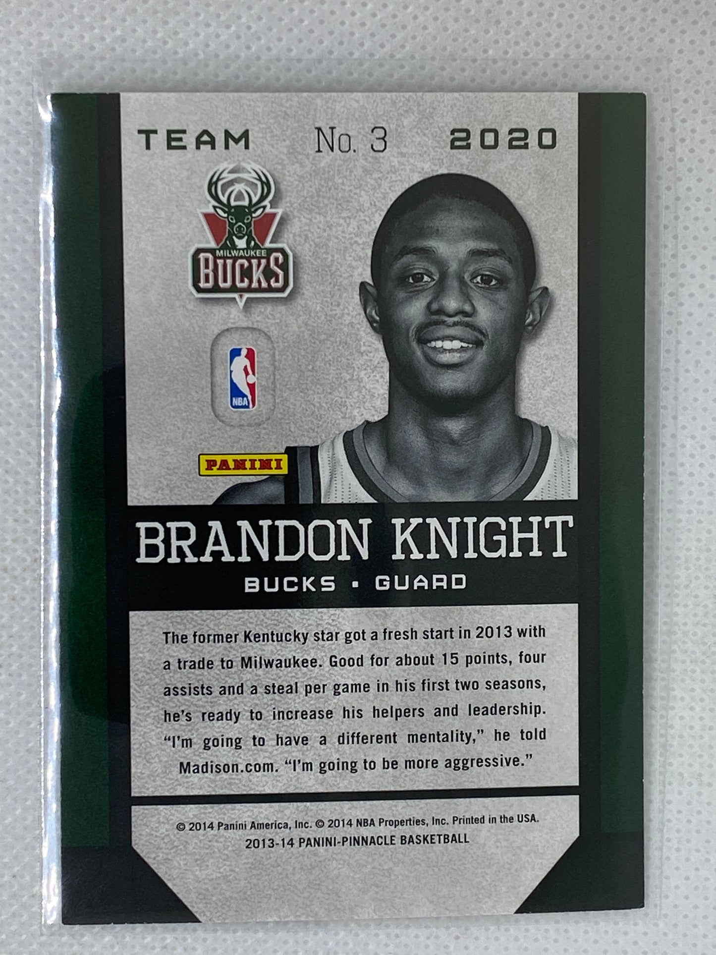 2013-14 Panini Pinnacle Team 2020 Basketball Card #3 Brandon Knight Bucks