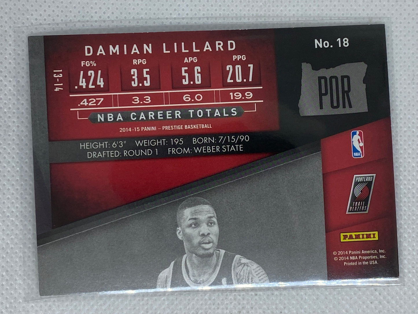 2014-15 Panini Prestige Base Damian Lillard #18