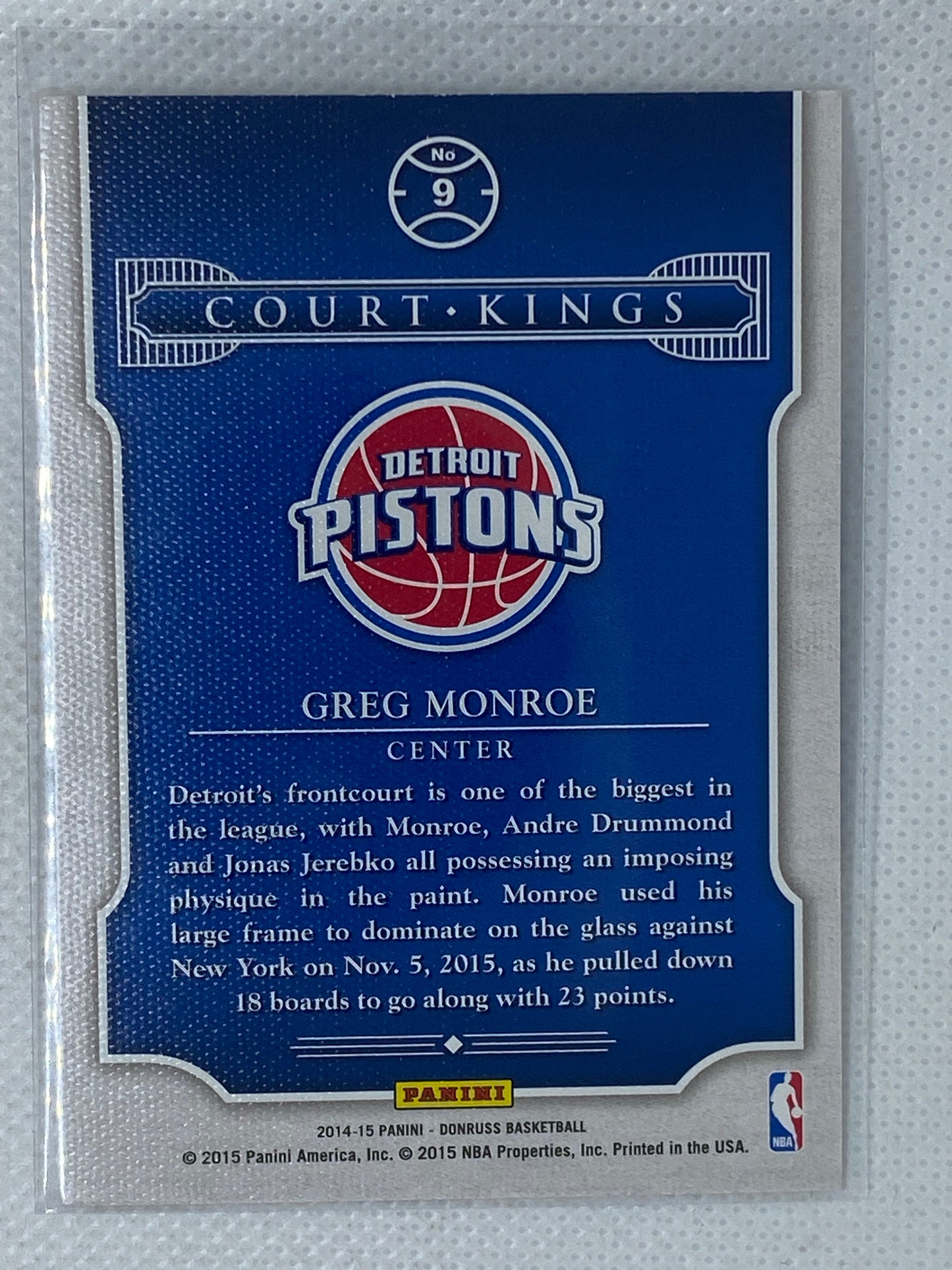 2014-15 Donruss Basketball Court Kings #9 Greg Monroe