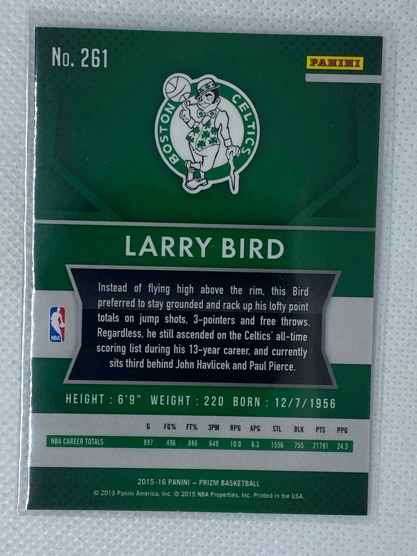 2015-16 Panini Prizm Basketball Larry Bird #261 Celtics Legend HOF