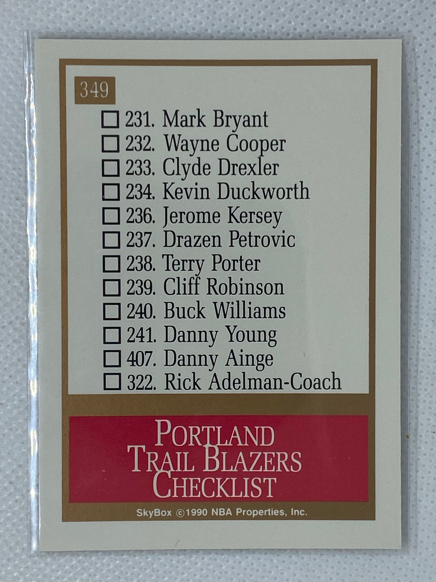 1990-91 SkyBox Trail Blazers Basketball Card #349 Portland Trail Blazers