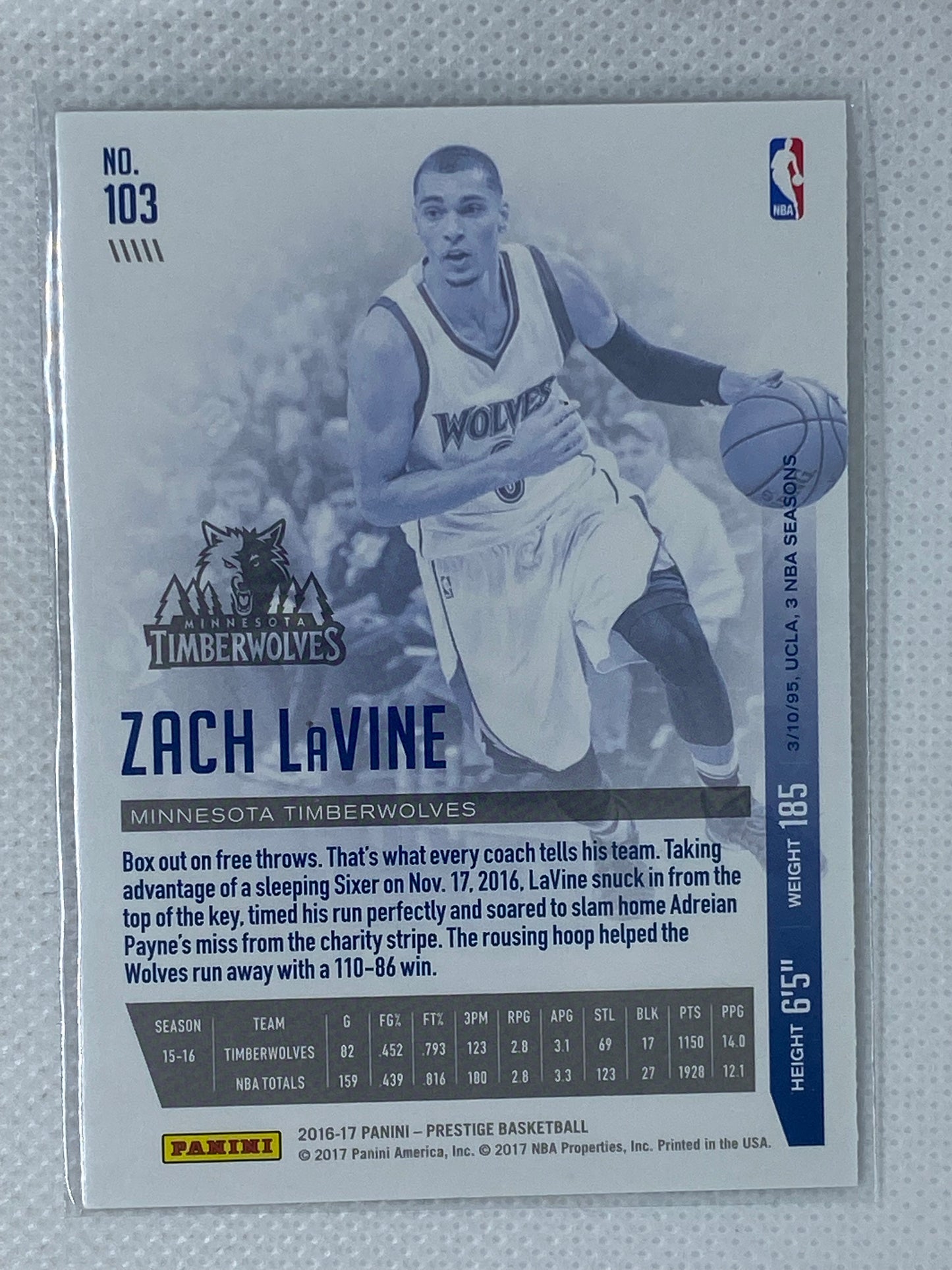 2016-17 Prestige Rain #103 Zach LaVine