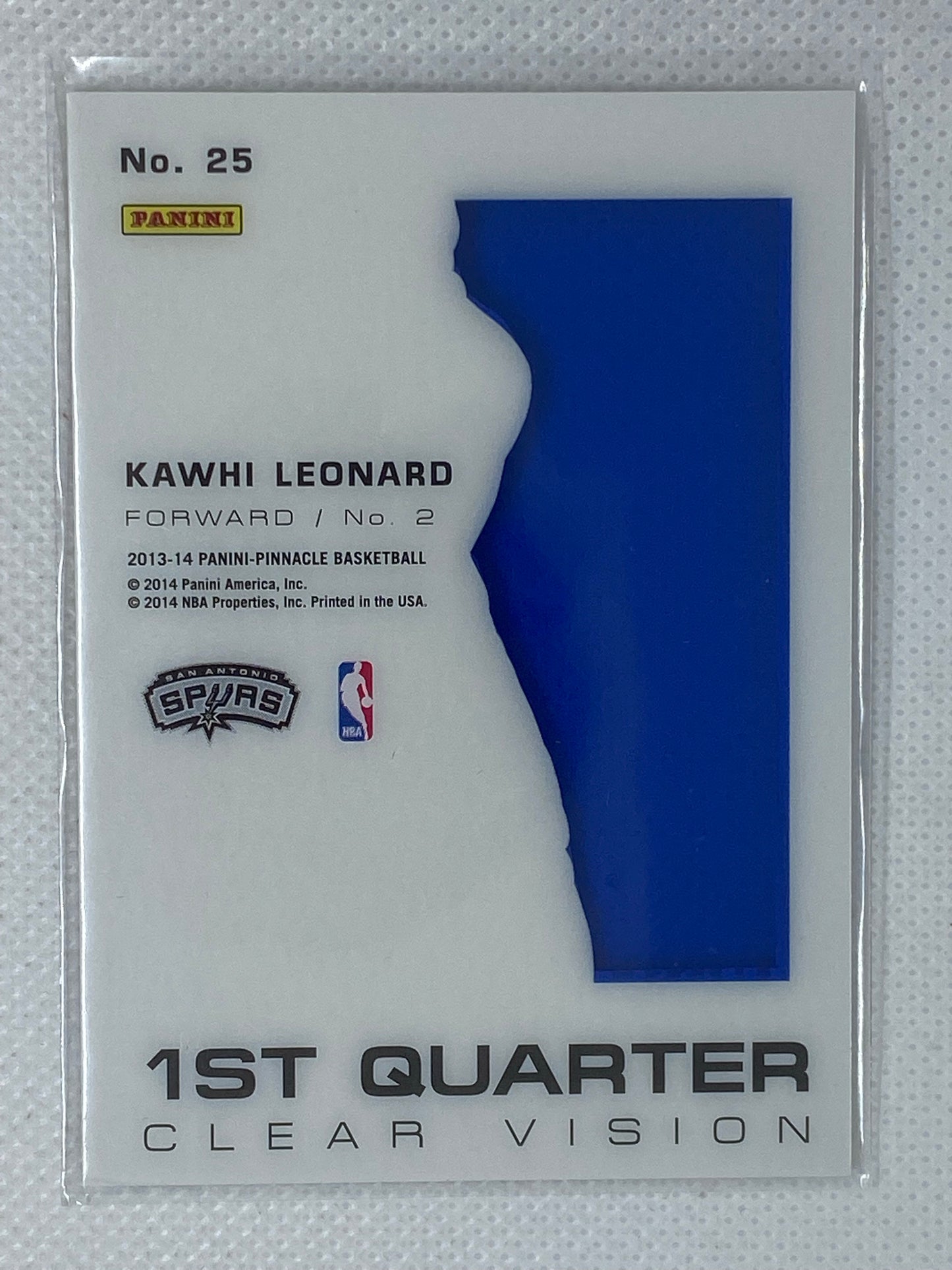 2013-14 Panini Pinnacle Clear Vision 1st Quarter #25 Kawhi Leonard