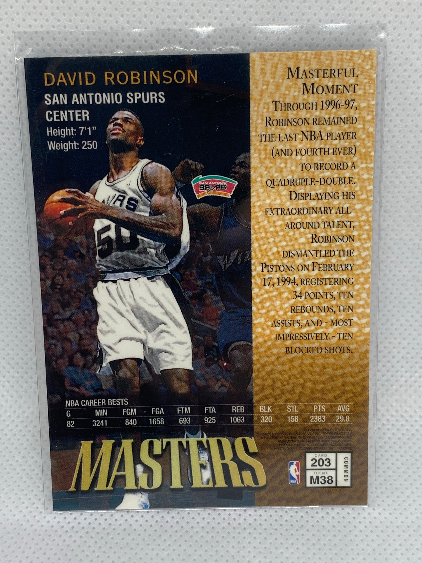 1997 Topps Finest David Robinson Masters Card M-38