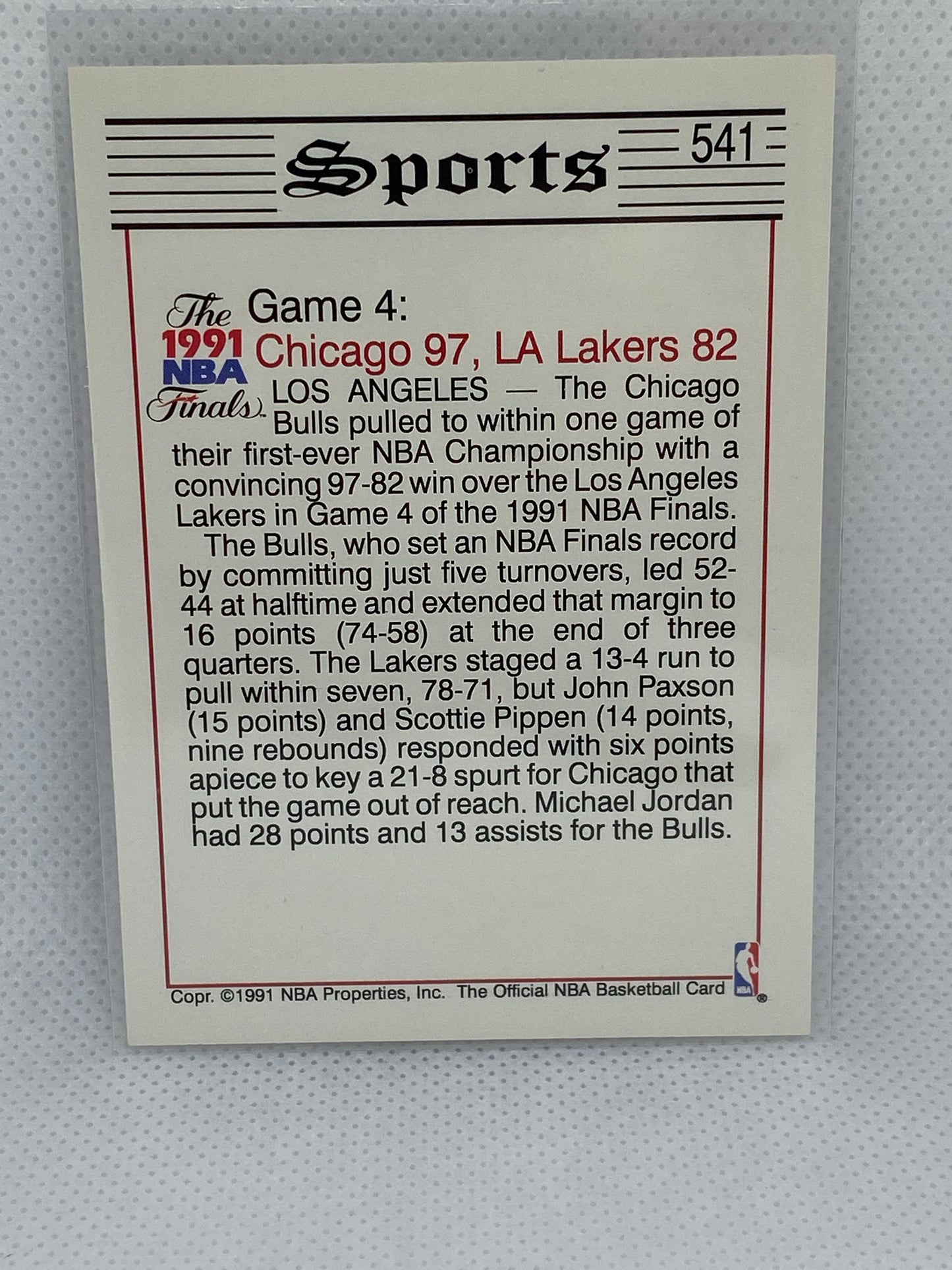 1991 NBA Hoops - Chicago Bulls #541 Tribune News