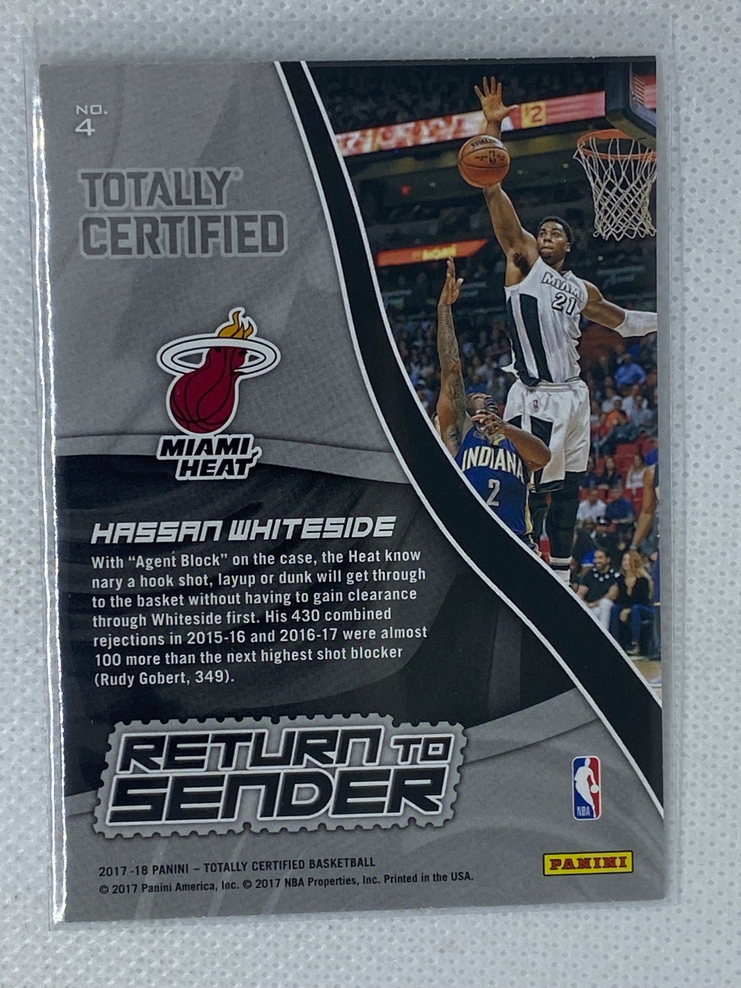 2017-18 Totally Certified Return To Sender #4 Hassan Whiteside