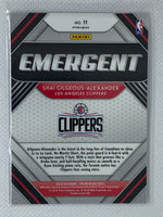 2018-19 Panini Prizm Emergent #11 Shai Gilgeous-Alexander Silver Prizm Rookie Los Angeles Clippers