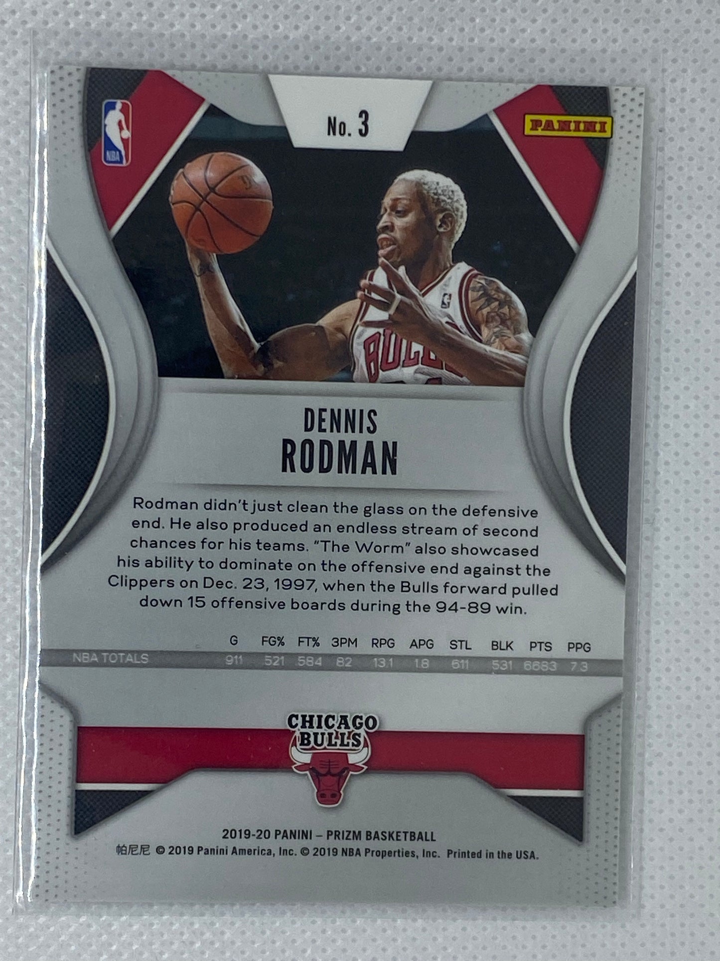 2019-20 Panini Prizm Base #3 Dennis Rodman Chicago Bulls🔥🏀