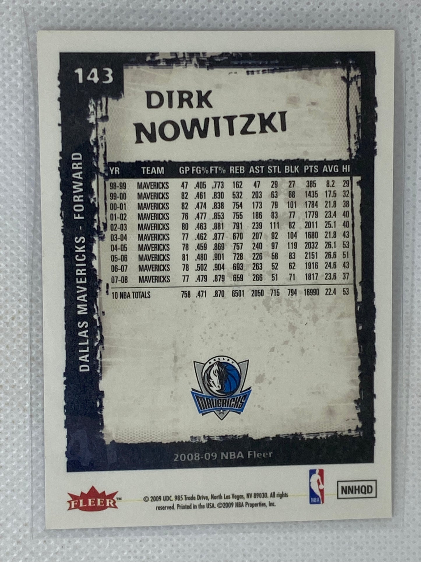 2008-09 Fleer NBA Basketball #143 Dirk Nowitzki Dallas Mavericks