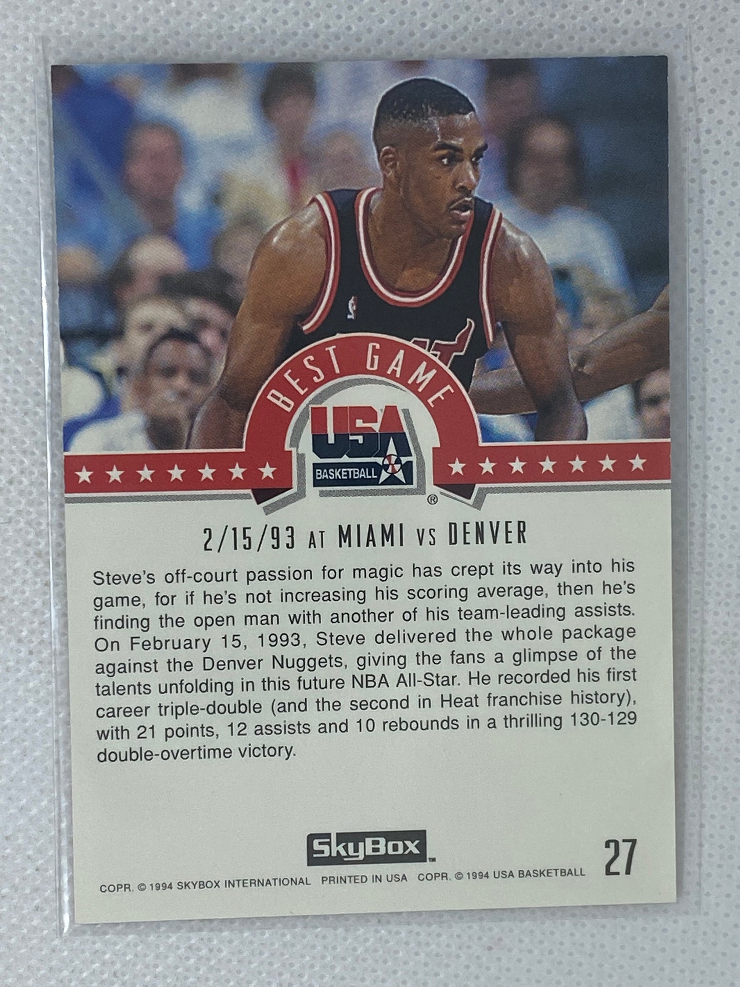 1994 SkyBox USA Basketball #27 Steve Smith/Best Game