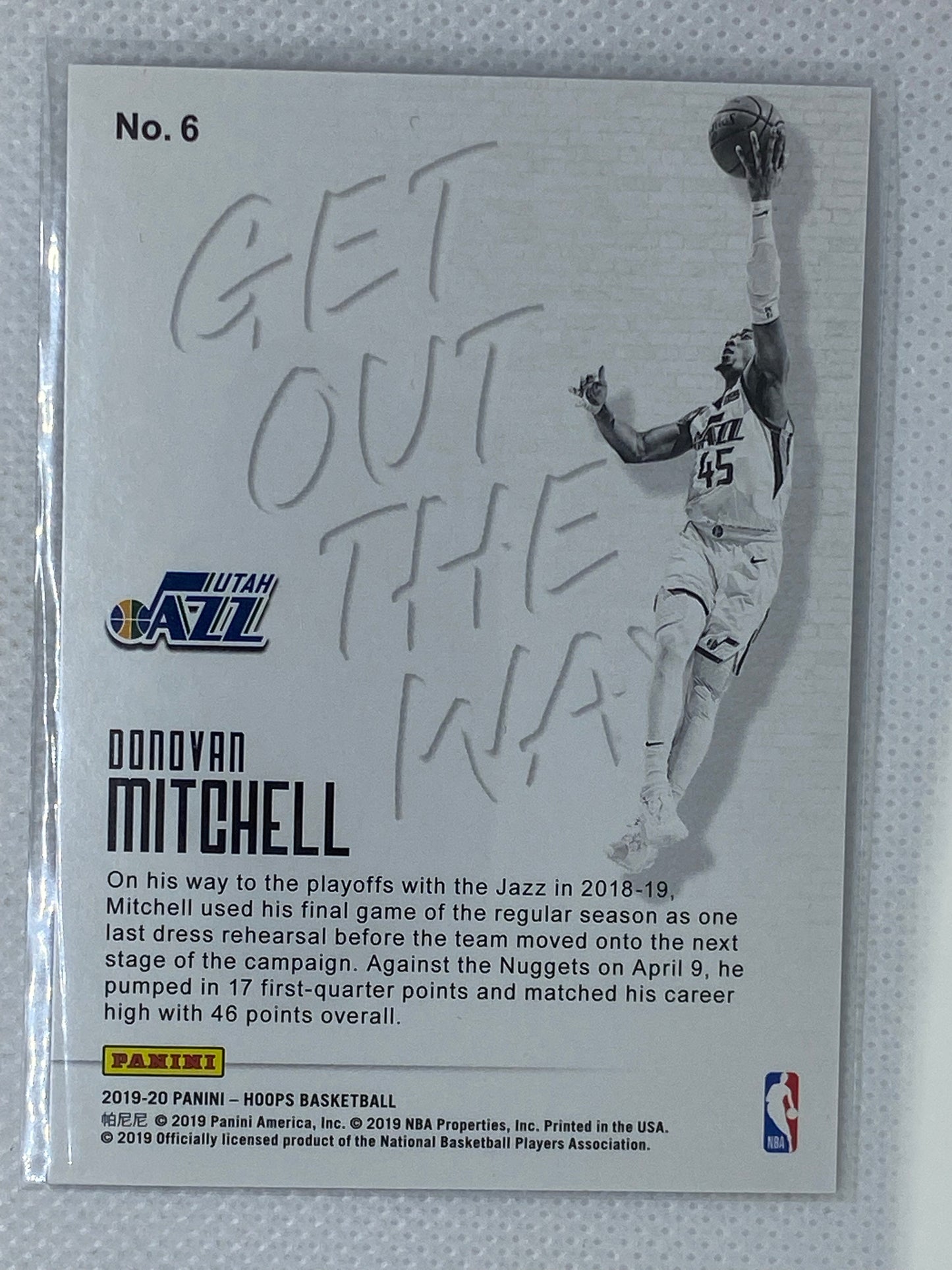 2019-20 Hoops Get Out the Way Winter #6 Donovan Mitchell Jazz SSP