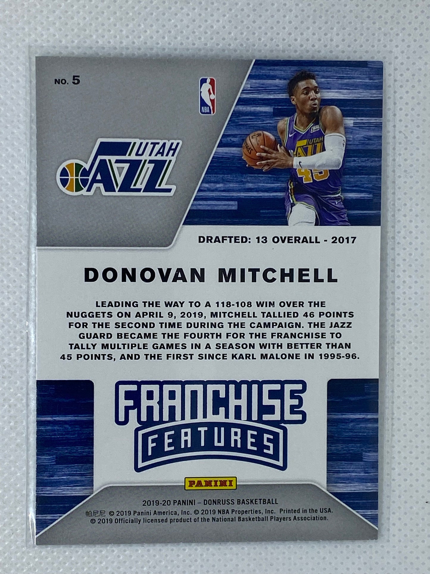 2019-20 Donruss Franchise Features #5 Donovan Mitchell - Utah Jazz