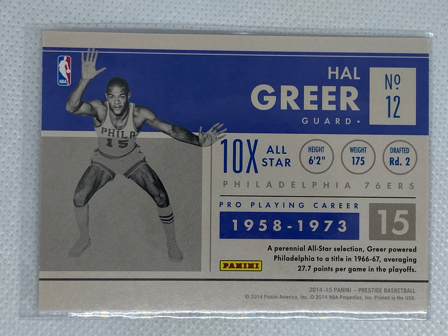 2014-15 Prestige Basketball Prestigious Pioneers #12 Hal Greer