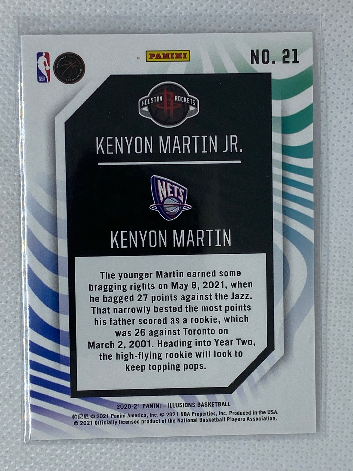 2020-21 Panini Illusions Rookie Reflections Kenyon Martin Jr/ Kenyon Martin #21