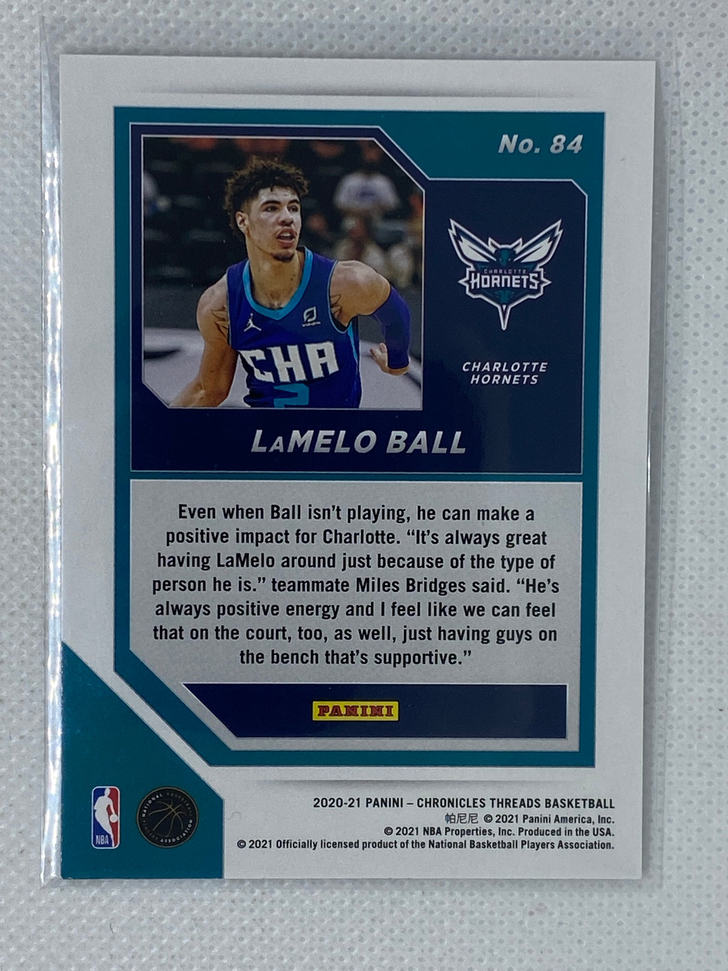 2020-21 Panini Chronicles Threads LaMelo Ball #84 Rookie Card Charlotte Hornets