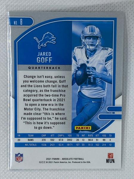 2021 Panini Absolute Jared Goff Detroit Lions #8 Yellow Gold Parallel – ARD  Sports Memorabilia