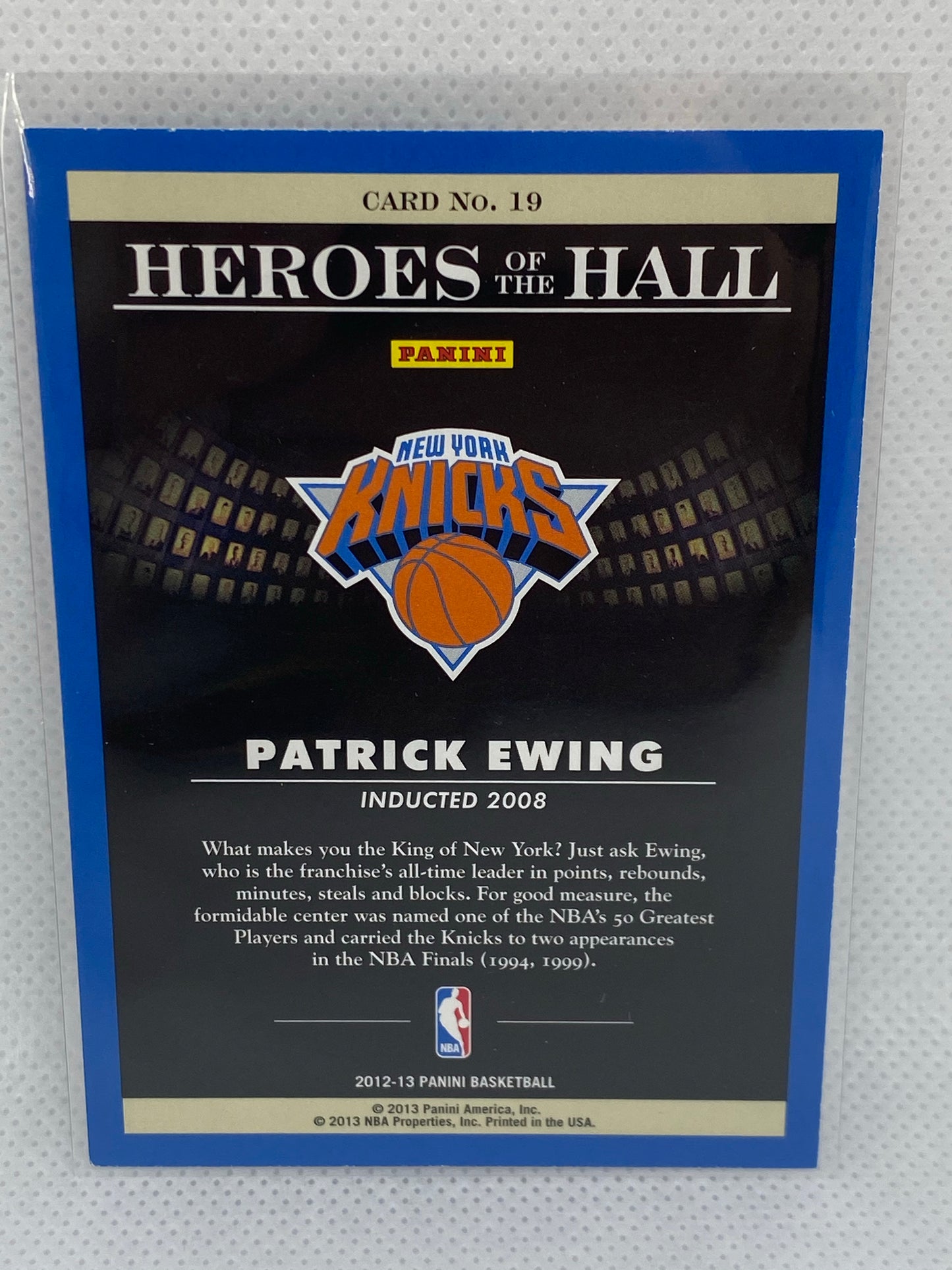 2012/13 Panini Basketball Heroes of the Hall #19 Patrick Ewing