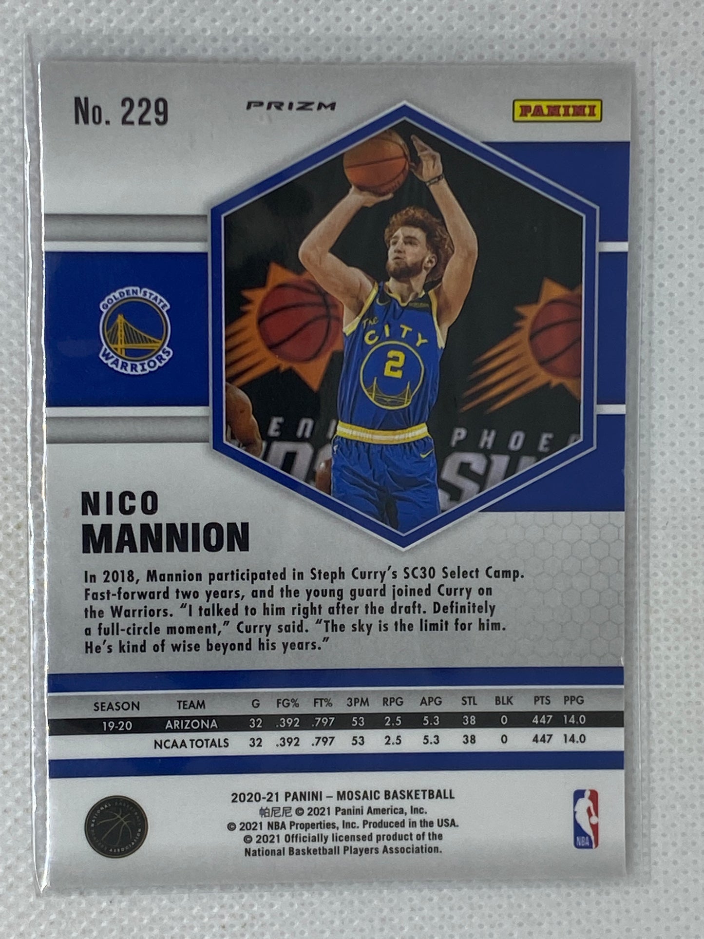 2020-21 Panini Mosaic Rookie Mosaic Red Wave Prizm Nico Mannion #229 Rookie RC