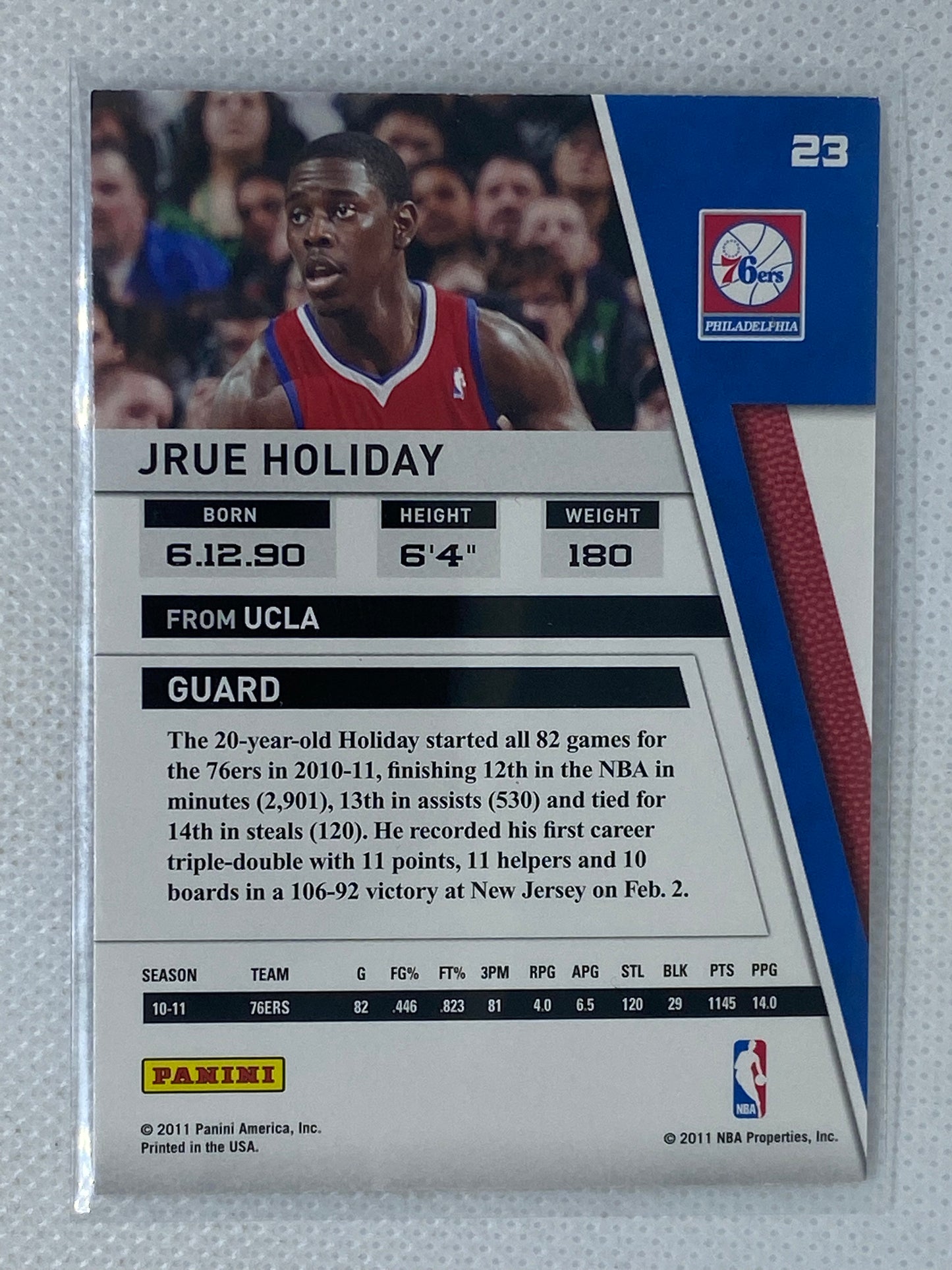 2010-11 Panini Season Update Philadelphia 76ers Basketball Card #23 Jrue Holiday