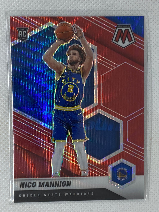 2020-21 Panini Mosaic Rookie Mosaic Red Wave Prizm Nico Mannion #229 Rookie RC