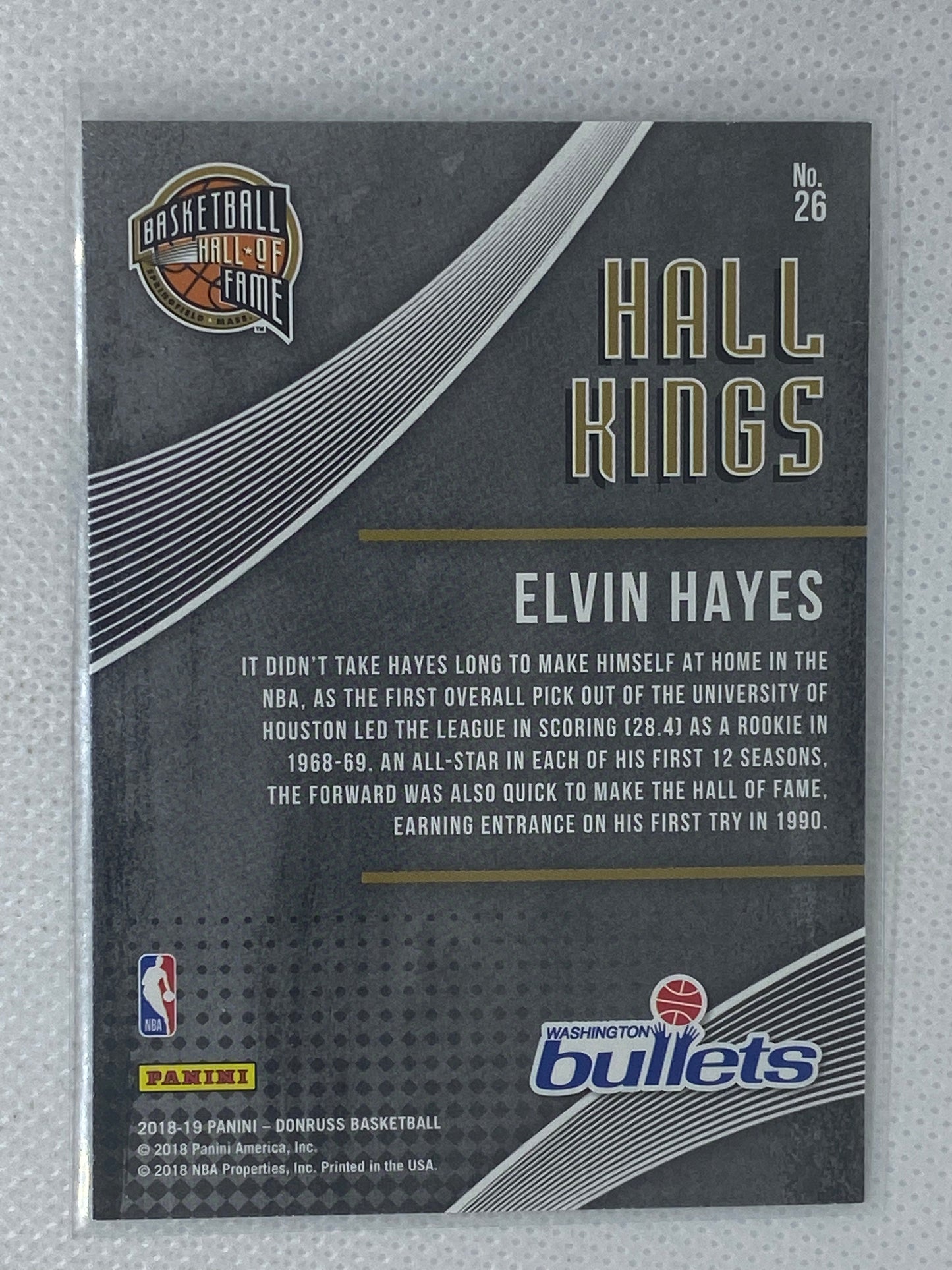 2018-19 Panini Donruss Hall Kings Elvin Hayes #26 HOF