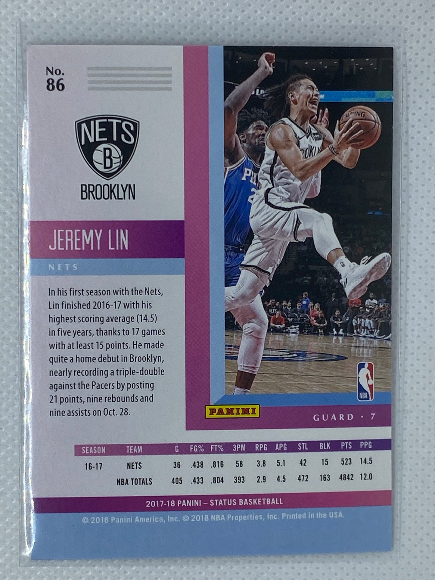 2017-18 Status Jeremy Lin NBA Base Card Nets #86