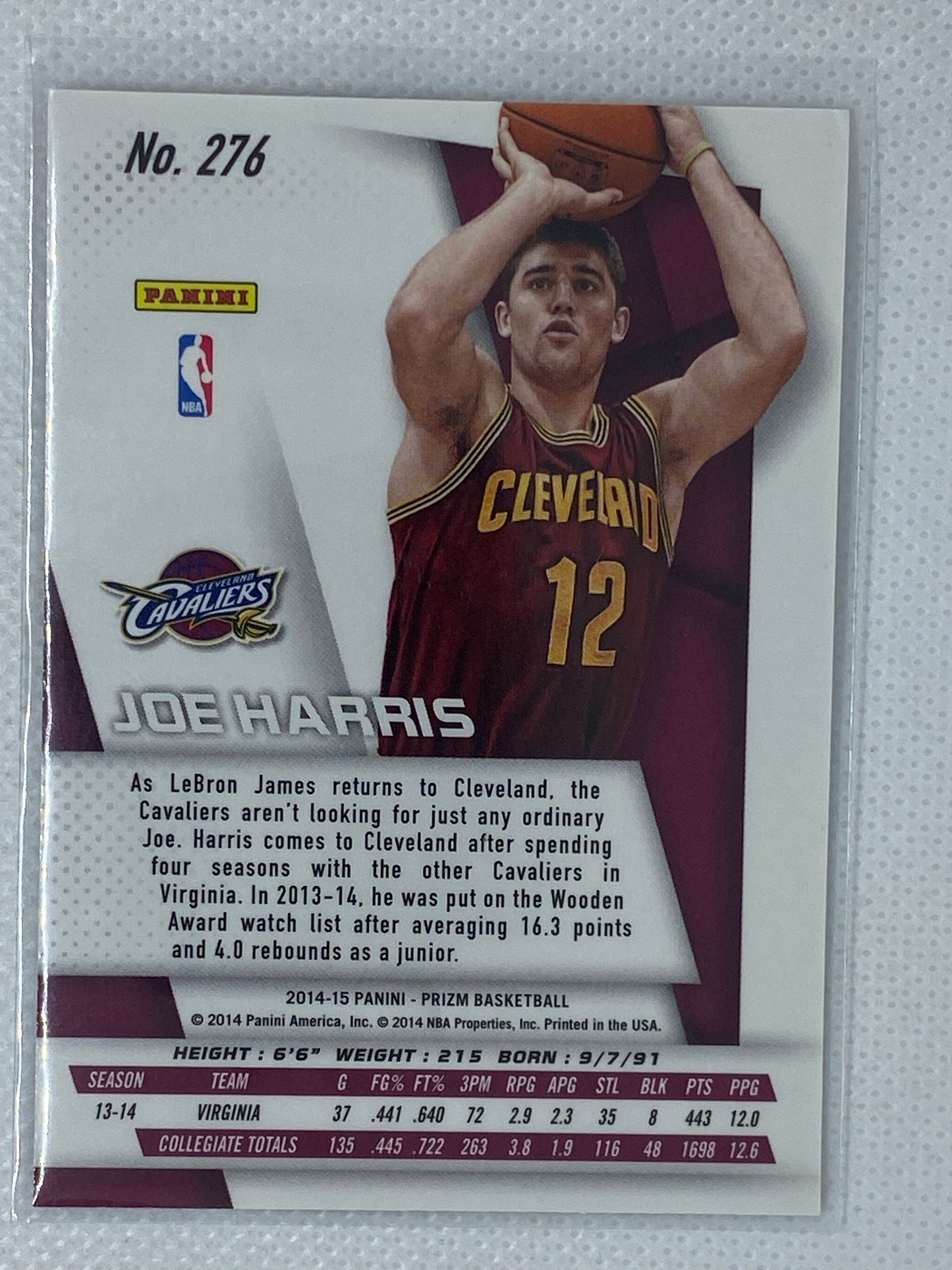 2014-15 Panini Prizm Joe Harris Rookie Card RC #276 Cavaliers