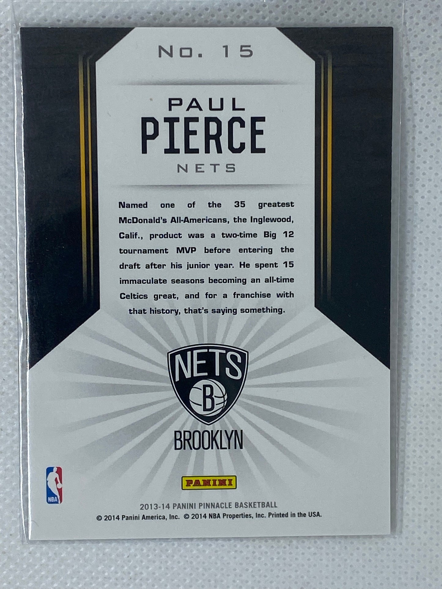 2013-14 Panini Pinnacle The Naturals Paul Pierce #15 SP