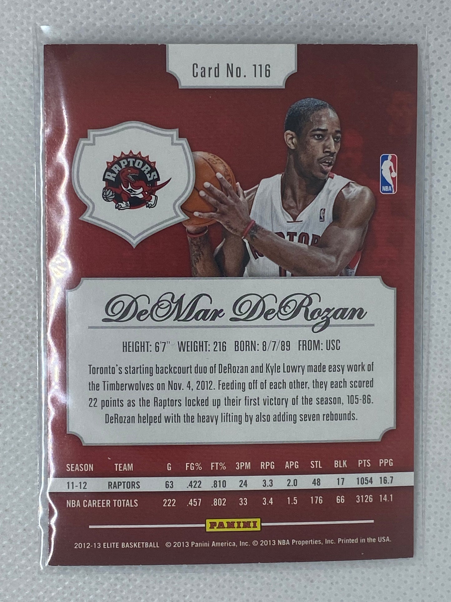 2012-13 Panini Elite Basketball #116 DeMar DeRozan