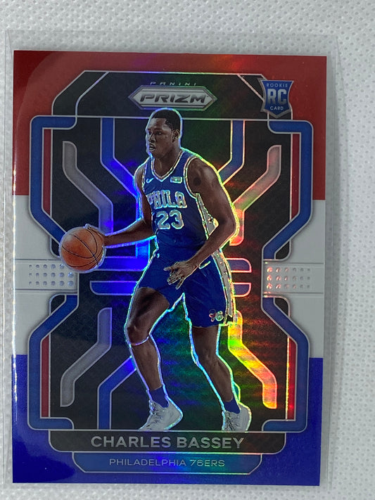 2021-22 Panini Prizm #304 Charles Bassey Red White Blue Prizm Rookie