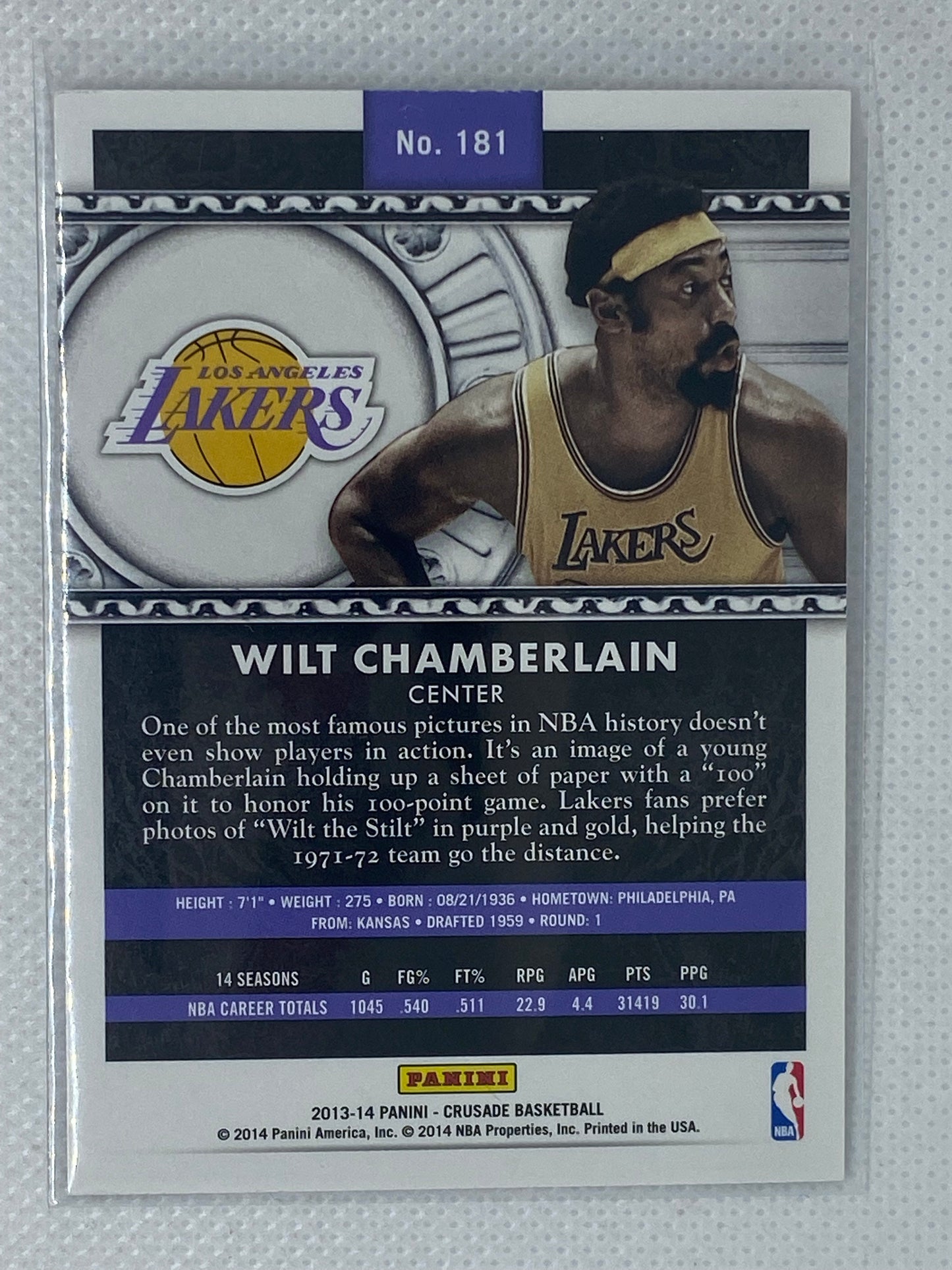 2013-14 Panini Crusade Wilt Chamberlain #181 HOF