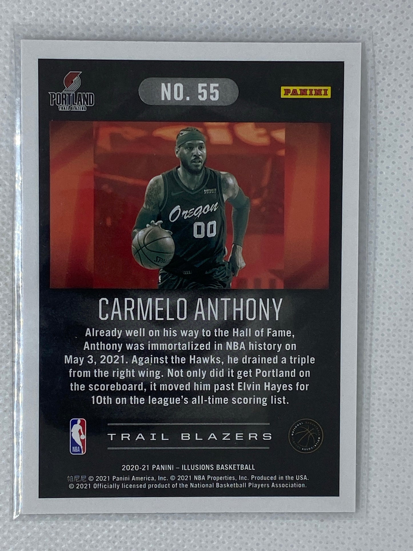 2020-21 Panini Illusions Carmelo Anthony Base #55 Portland Trail Blazers