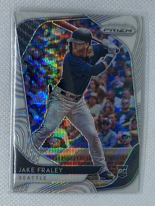 2020 Jake Fraley White Wave RC Prizm Holo #19 Seattle Mariners Rookie Card