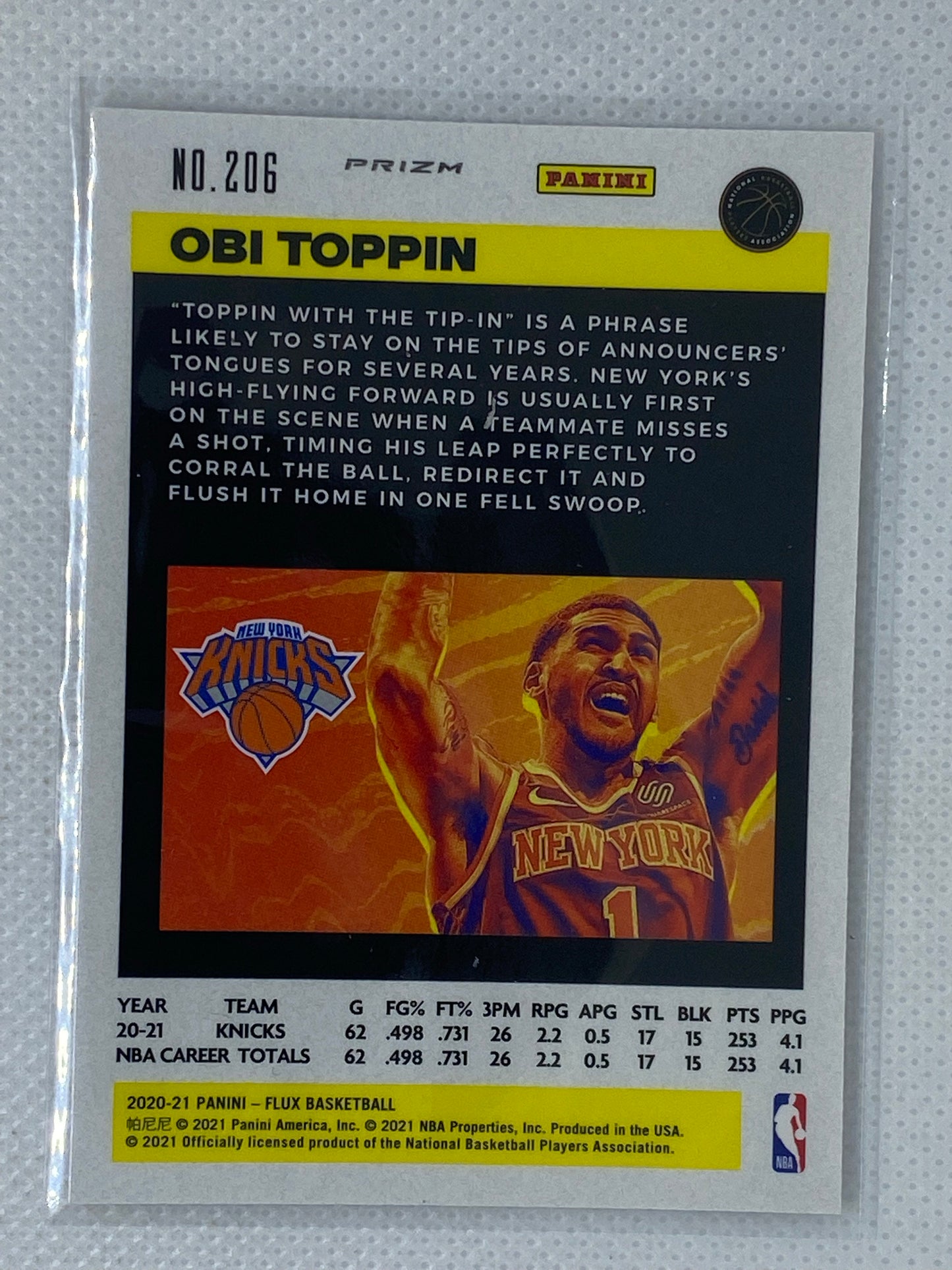 2020-21 Flux Basketball Obi Toppin #206 RC Prizm Mojo Refractor Rookie NY Knicks