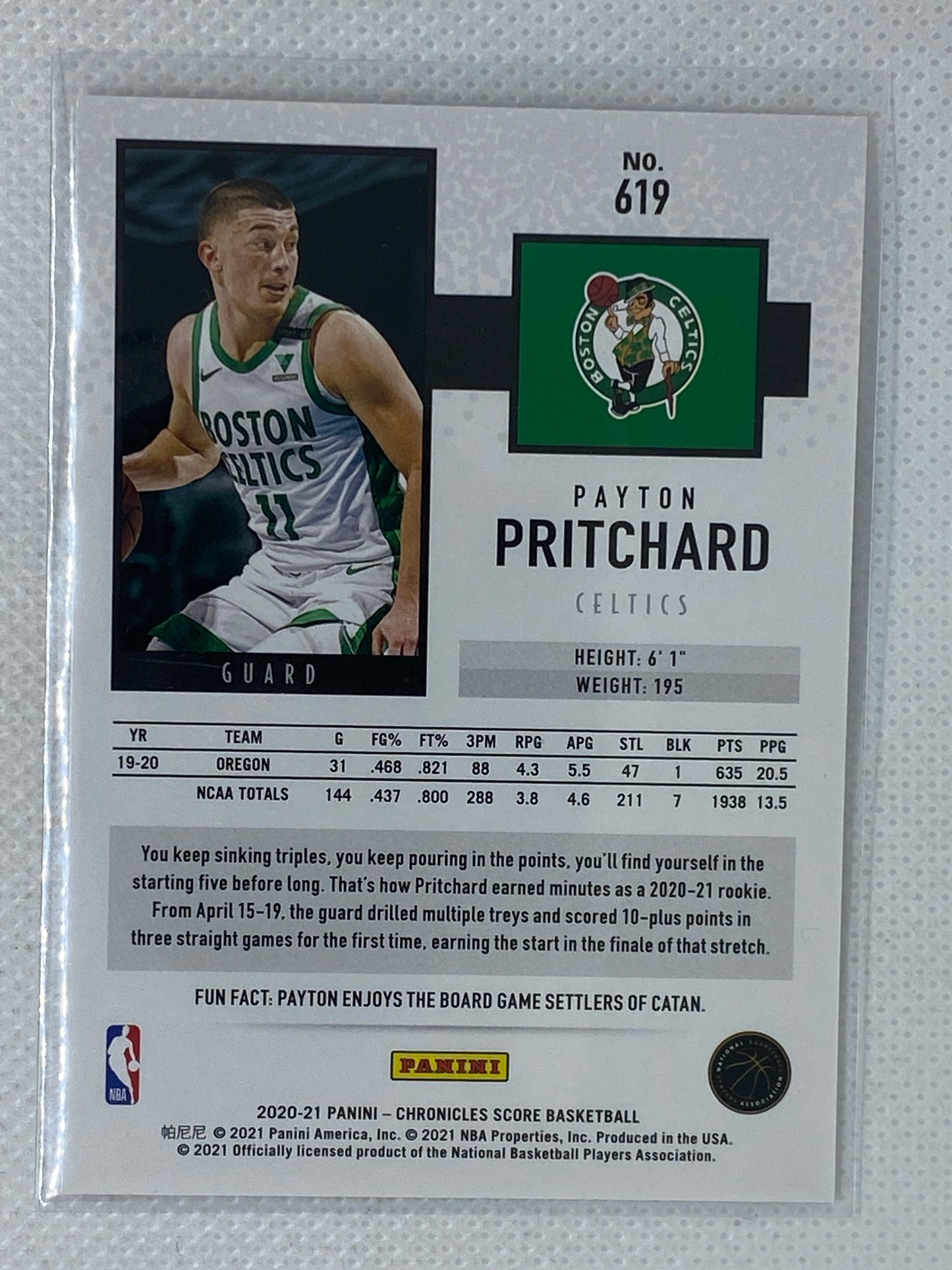 2020-21 Panini Chronicles Score Payton Pritchard Rookie Boston Celtics #619