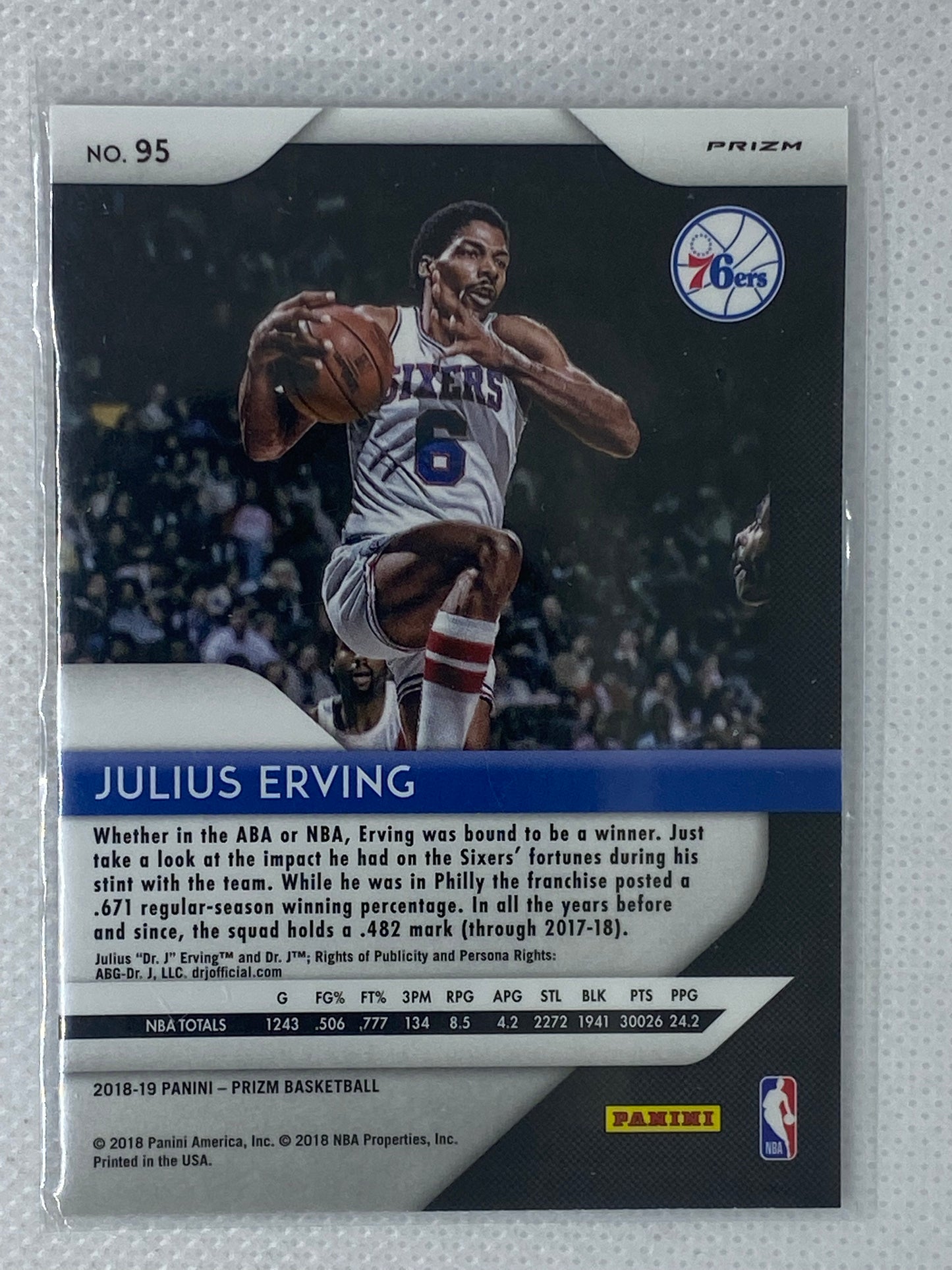 2018-19 Panini Prizm Silver Julius Erving #95 HOF