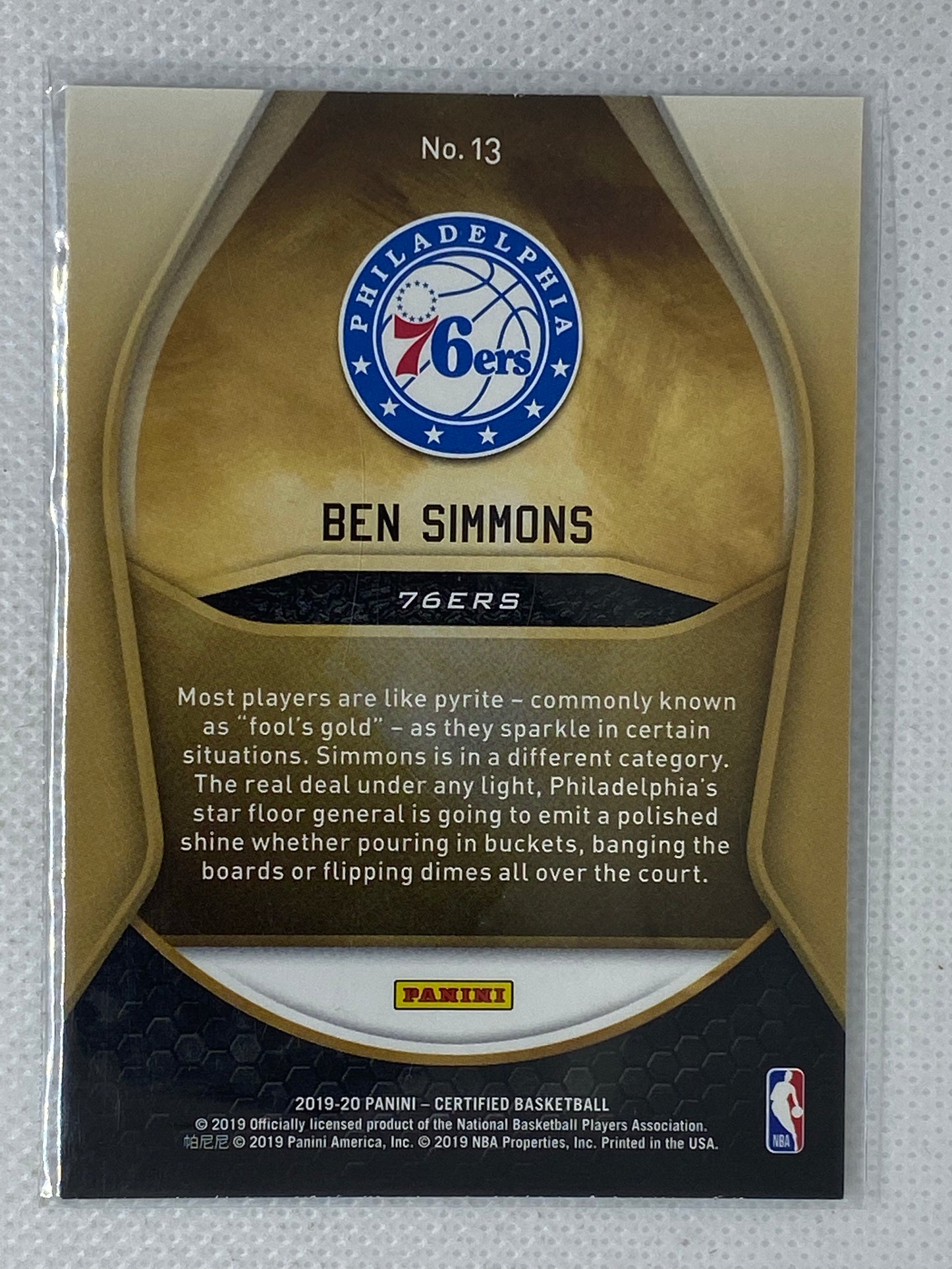 2019-20 Panini Certified Gold Team #13 Ben Simmons SP