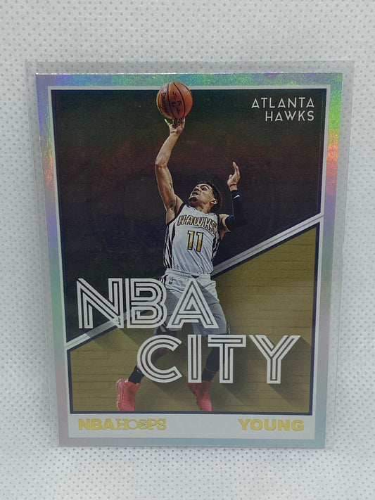 2019-20 Panini NBA Hoops NBA City Silver Holo Trae Young #28 SSP