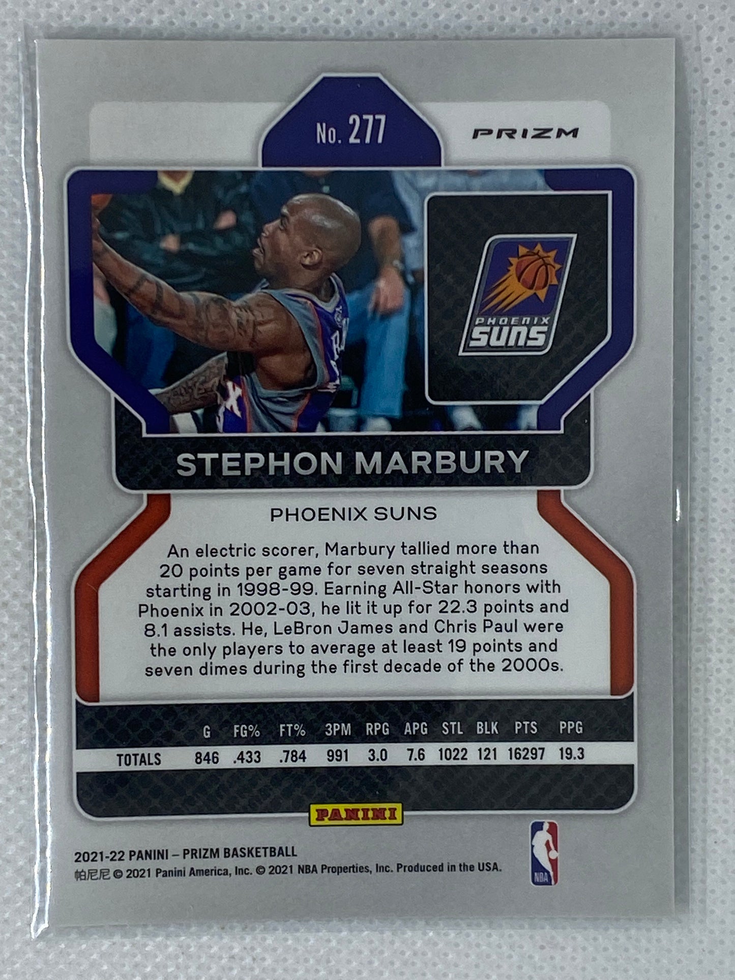 2021-22 Panini Prizm Stephon Marbury Green Prizm #277 Phoenix Suns