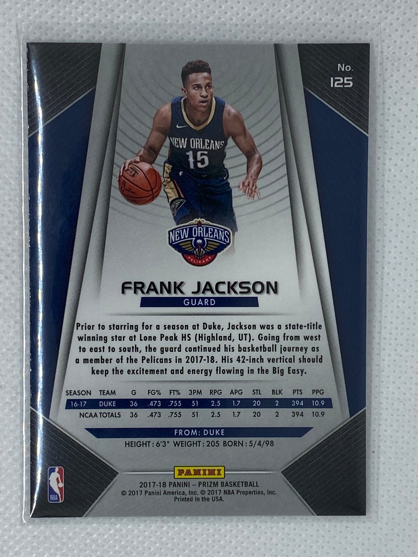 2017-18 Panini Prizm #125 Frank Jackson Rookie Card