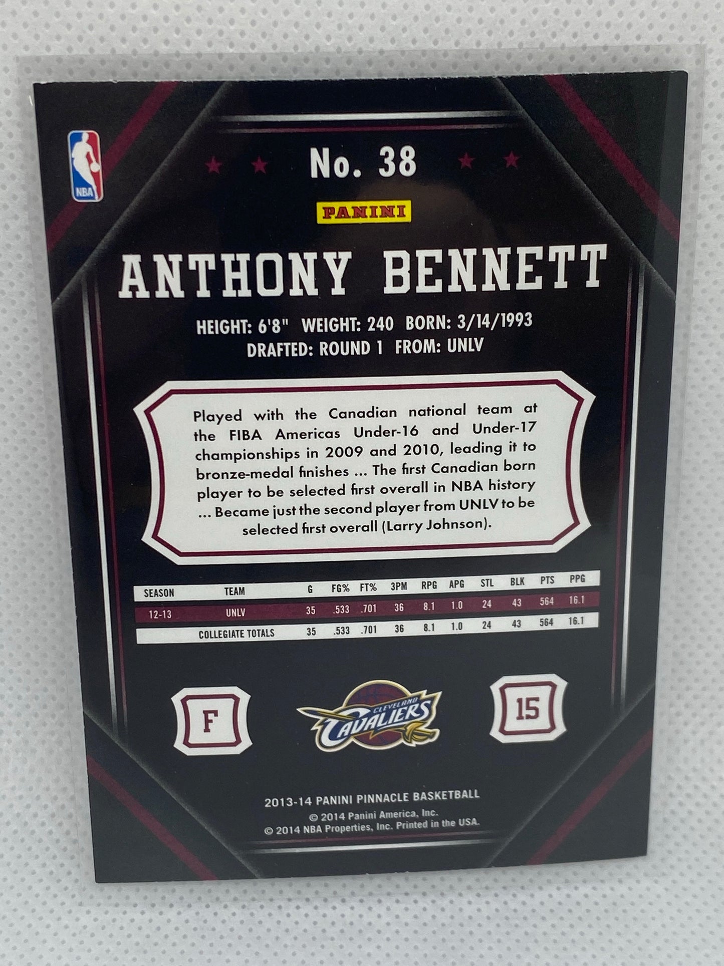 2013-14 Pinnacle Basketball #38 Anthony Bennett RC