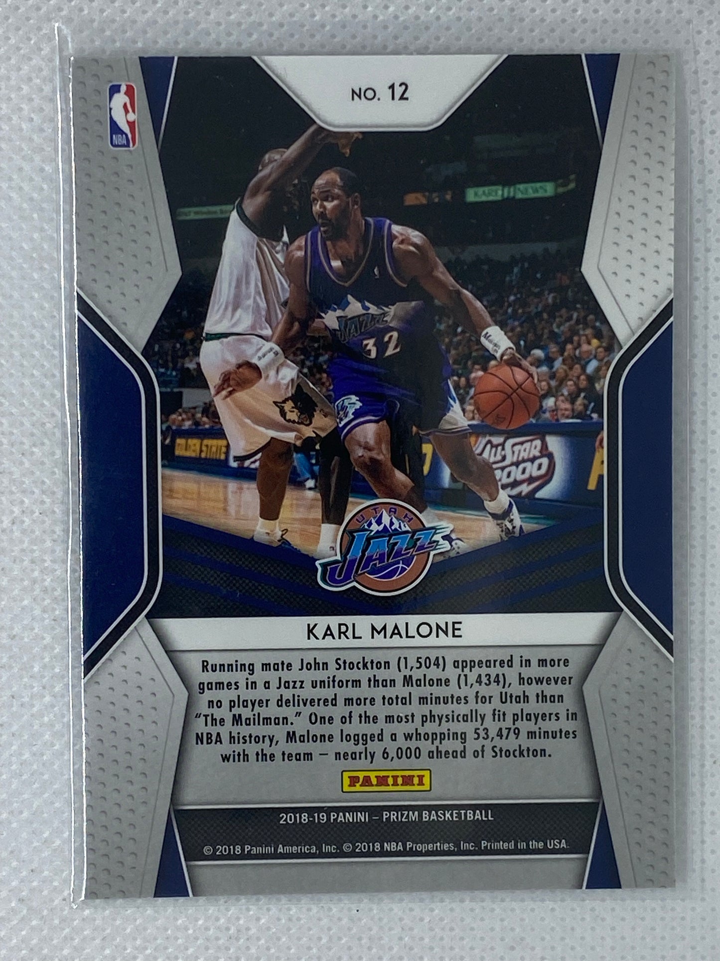 2018-19 Panini Prizm Basketball Karl Malone Dominance #12 Utah Jazz NM Insert