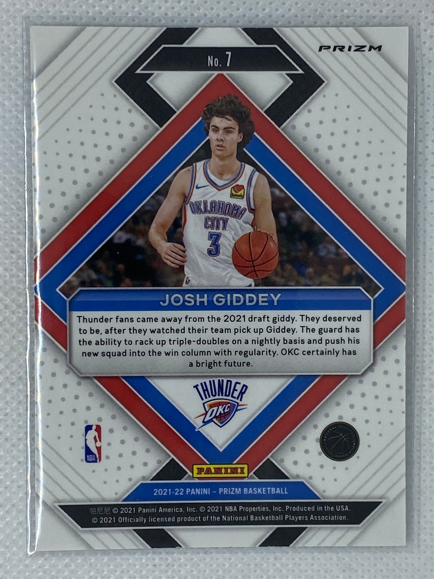 2021-22 Prizm Josh Giddey Emergent Rookie Green Wave Prizm #7 Thunder RC SP