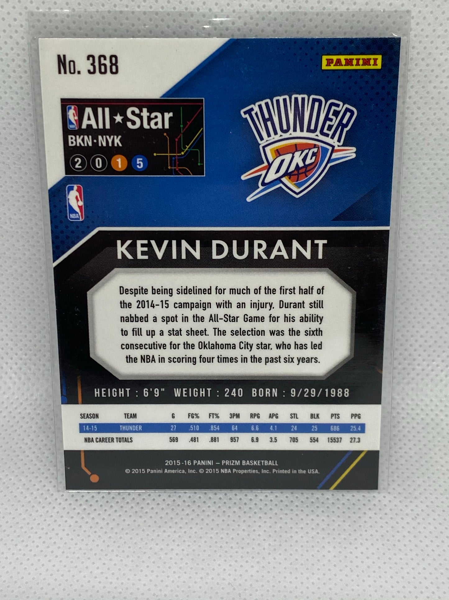 2015-16 Kevin Durant Panini Prizm All-Star Team #368