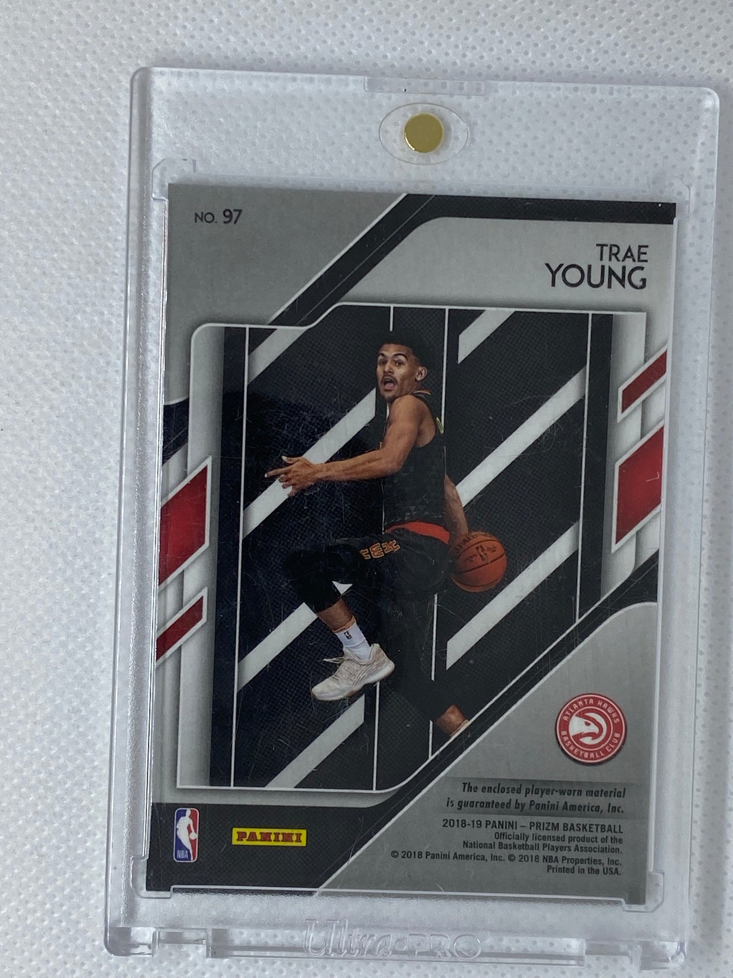 2018-19 Trae Young Panini Prizm Rookie Sensational Swatches #97 Hawks