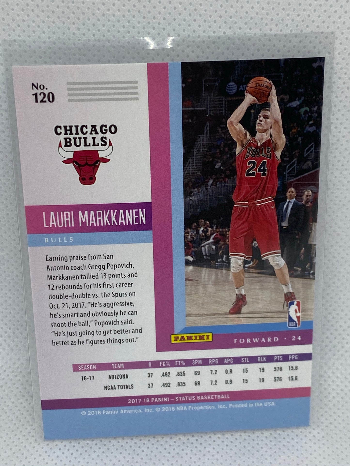 2017-18 Panini Status Lauri Markkanen RC #120