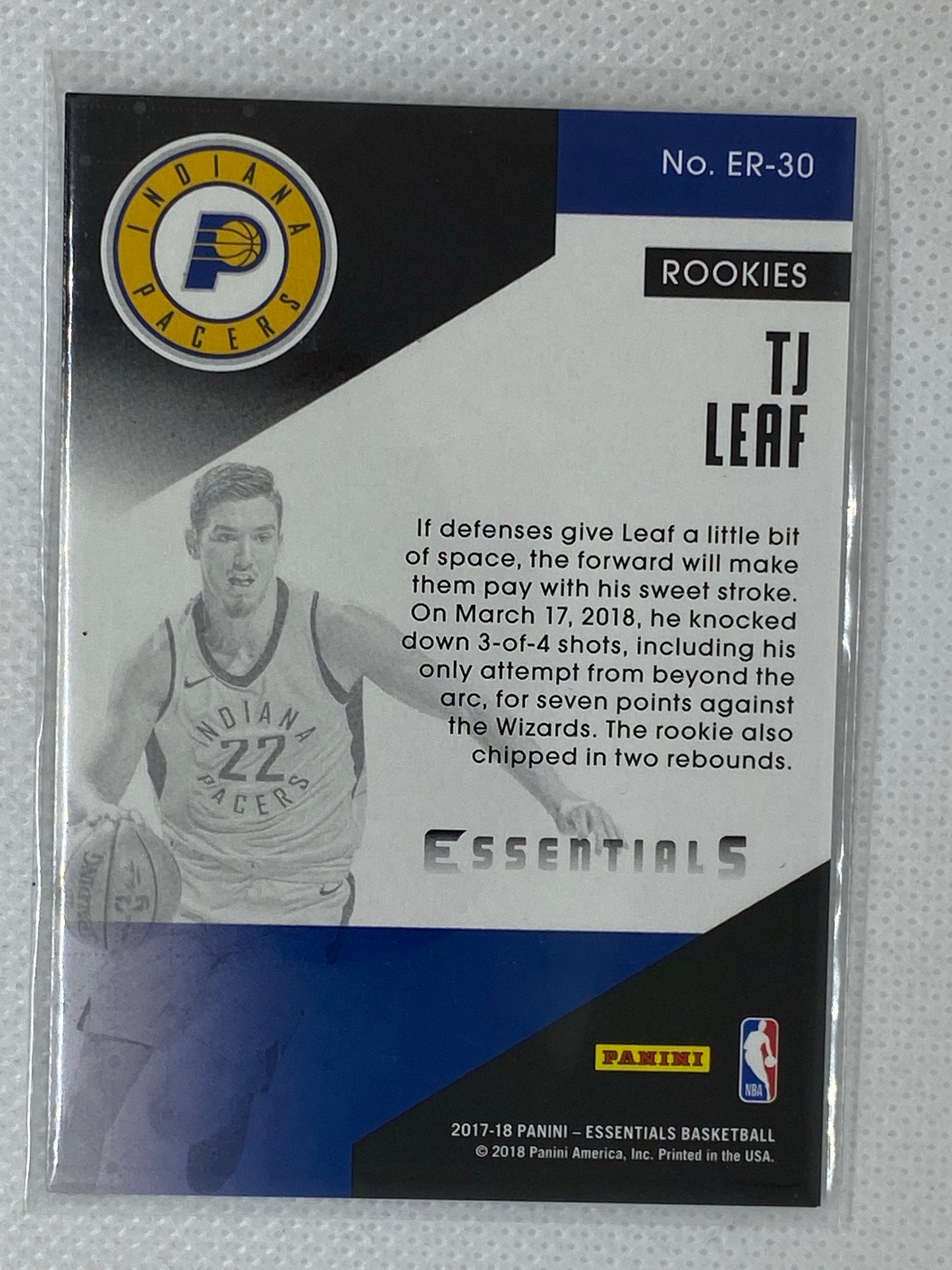 2017-18 Panini Essentials Essential Rookies TJ Leaf #ER-30 Rookie