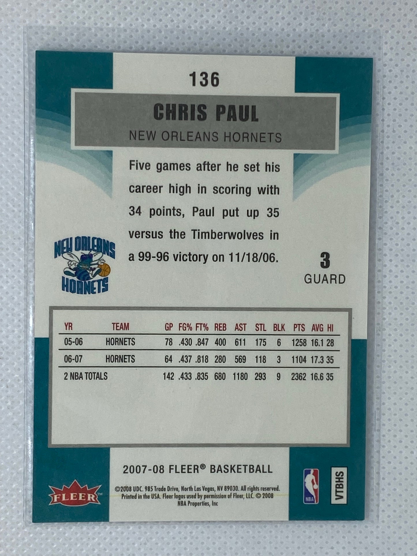 2007-08 Fleer - Chris Paul #136 - New Orleans Hornets